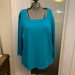 Women's Dressbarn Teal Crew Neck Sweater 3/4 length sleeves Plus Size 18/20